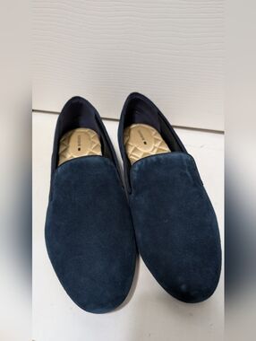 Birdies Starling Suede Navy Blue Flats Slip On Slipper Loafers Velvet Size 11.5